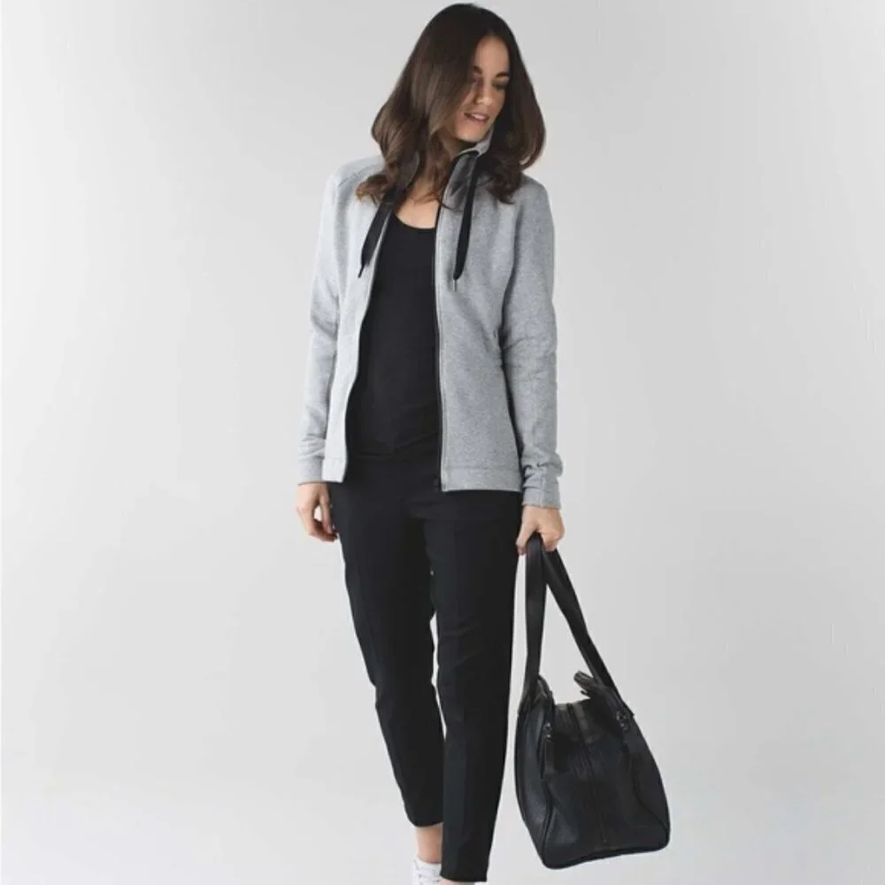 Lululemon &go Take-Off Fleece Jacket Heathered Medium Grey size 4 - Picture 2 of 10